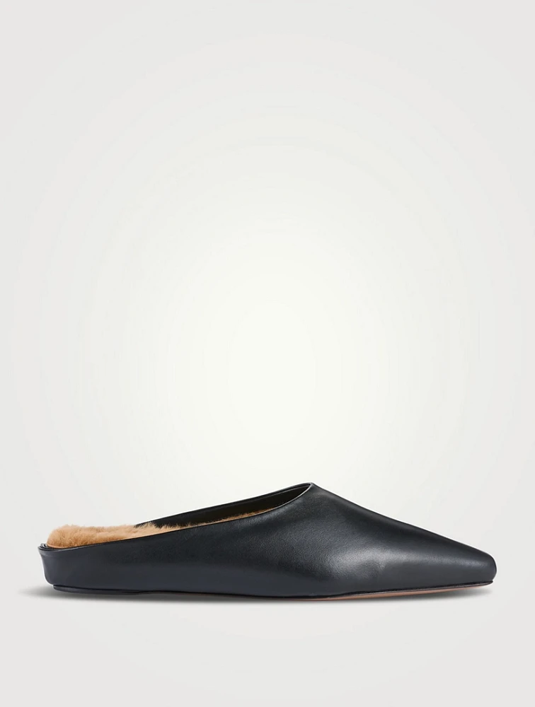 Alba Shearling-Lined Leather Mules