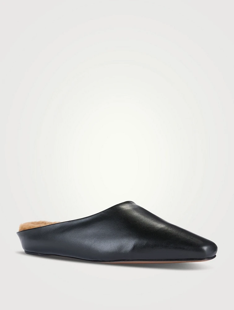 Alba Shearling-Lined Leather Mules