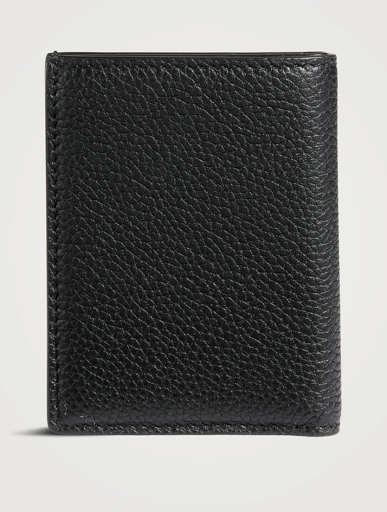 Grain Leather Folding Cardholder