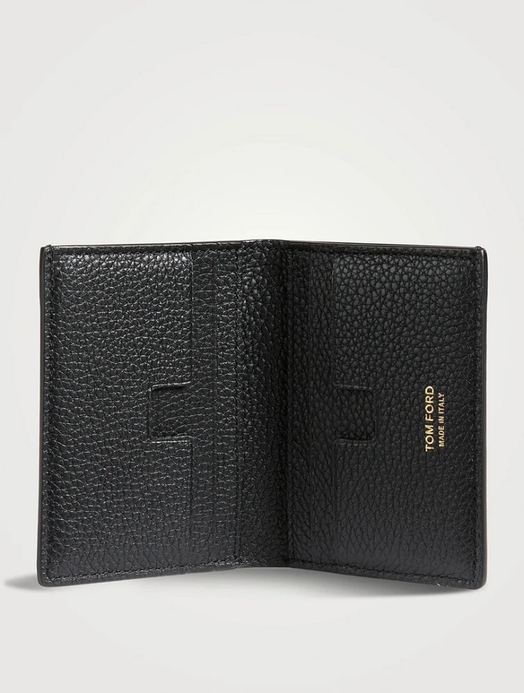 Grain Leather Folding Cardholder