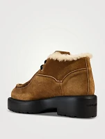 Shearling-Trimmed Suede Boots