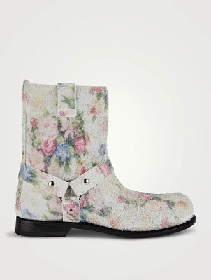 Campo Suede Biker Boots Floral Print