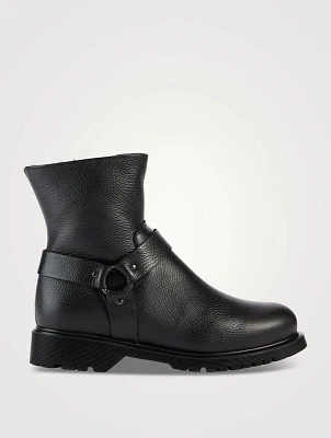 Hyatt Shearling-Lined Leather Moto Boots