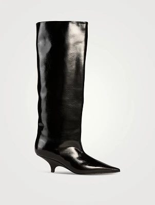 The Wedge-Heel Leather Knee-High Boots