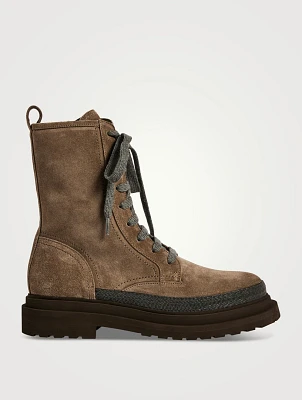 Suede Combat Boots