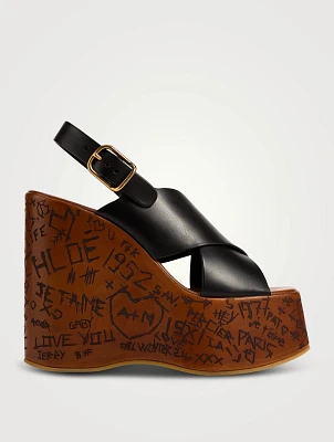 Maxime Leather Platform Wedge Slingback Sandals