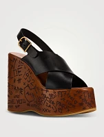 Maxime Leather Platform Wedge Slingback Sandals