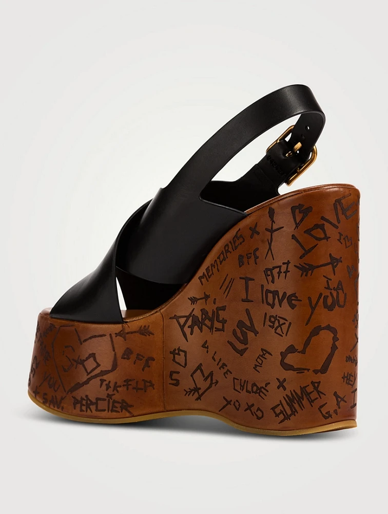 Maxime Leather Platform Wedge Slingback Sandals