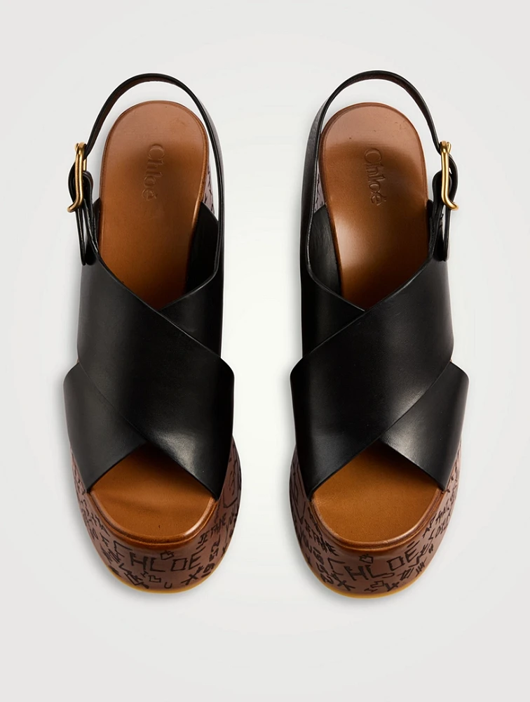 Maxime Leather Platform Wedge Slingback Sandals