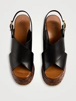 Maxime Leather Platform Wedge Slingback Sandals