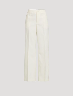 Wool Gabardine Wide-Leg Trousers