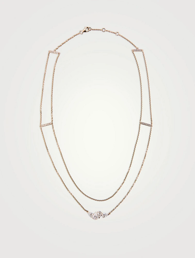 Serti Sur Vide Rose Gold Layered Necklace With Diamonds