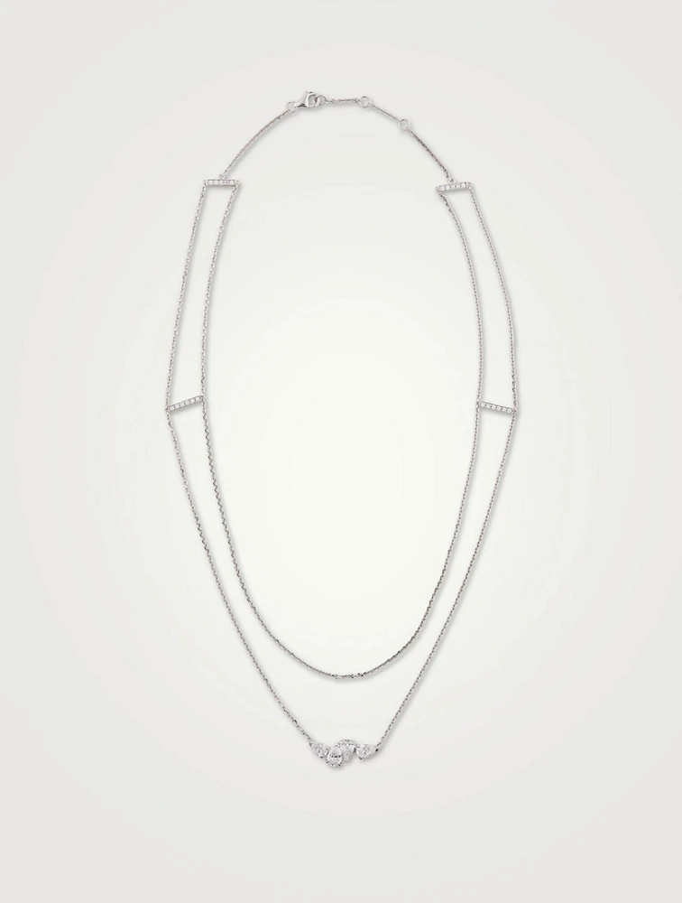 Serti Sur Vide White Gold Layered Necklace With Diamonds