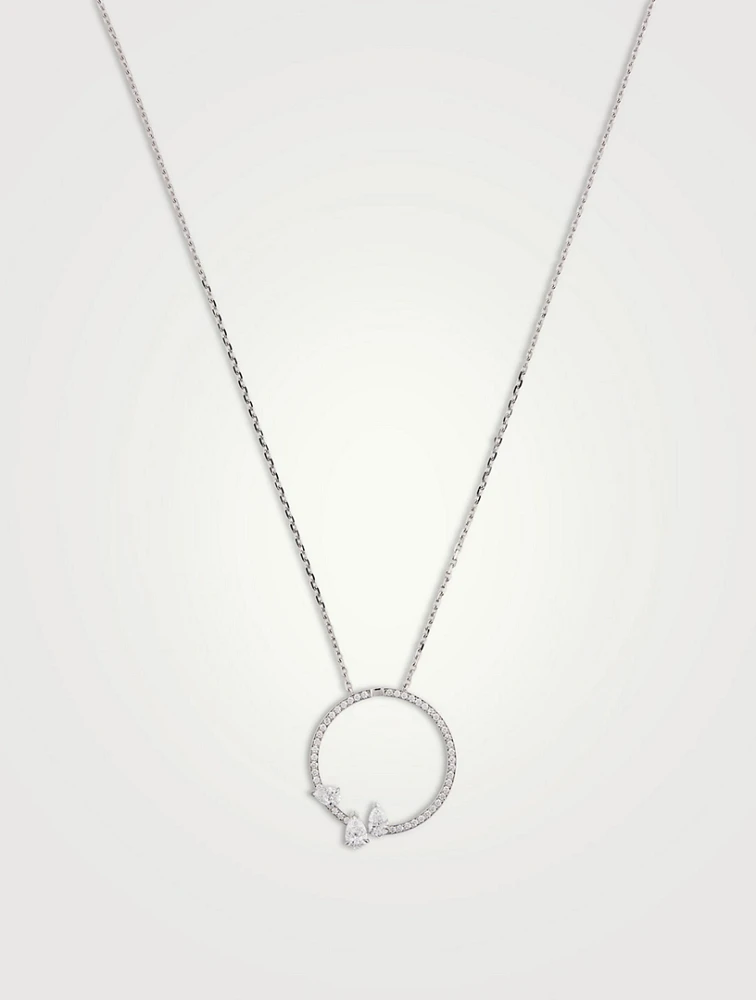 Serti Sur Vide White Gold Pendant Necklace With Diamonds