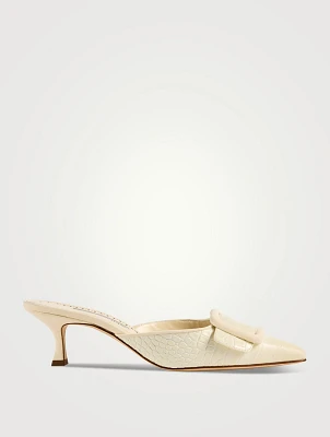Maysalebi Croc-Embossed Leather Mules