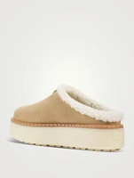 Shearling-Lined Suede Platform Mules