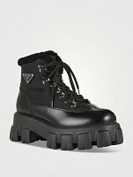 Monolith Shearling-Trimmed Hiking Boots