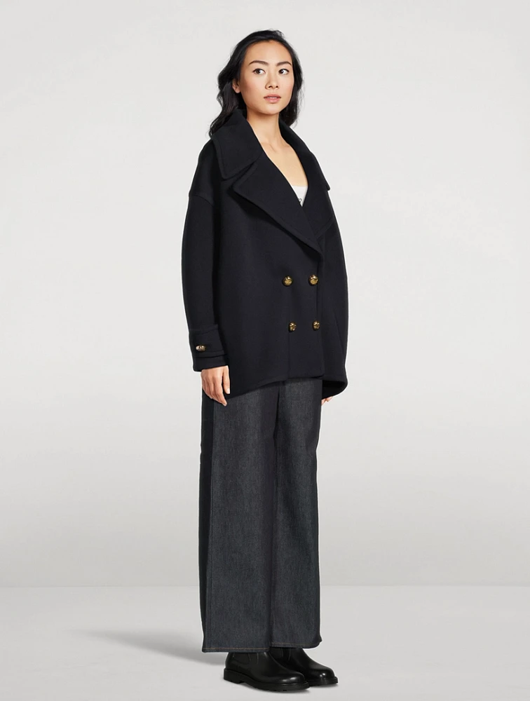 Pebble Double-Breasted Peacoat