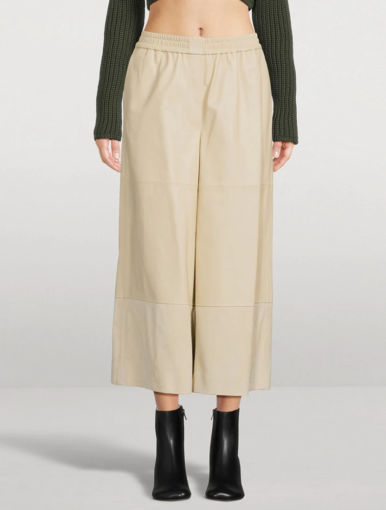 Leather Wide-Leg Trousers