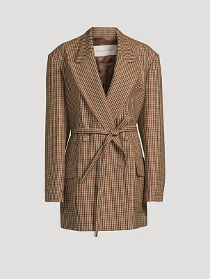 Bless Double-Breasted Wool Blazer Prince of Wales Print