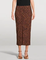 Sati Bias-Cut Midi Skirt Grid Print