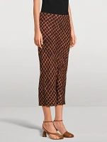 Sati Bias-Cut Midi Skirt Grid Print