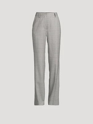 Pulla Wool Trousers Windowpane Check Print