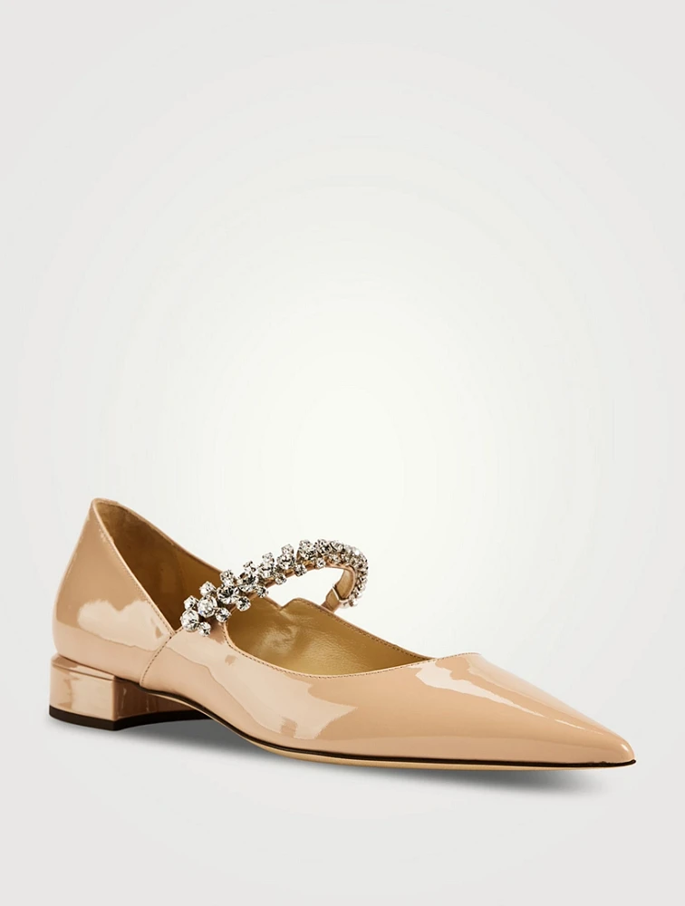 Bing Patent Leather Ballet Flats With Crystal Strap