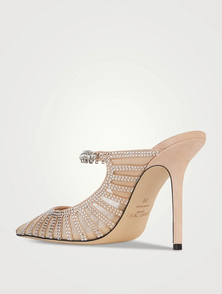 Bing Suede And Crystal Mesh Mules