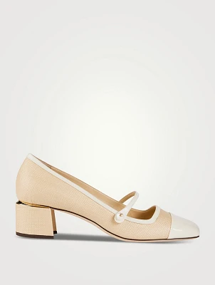 Elisa Raffia Mary Jane Pumps