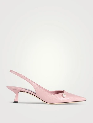 Amita Lizard-Embossed Leather Slingback Pumps