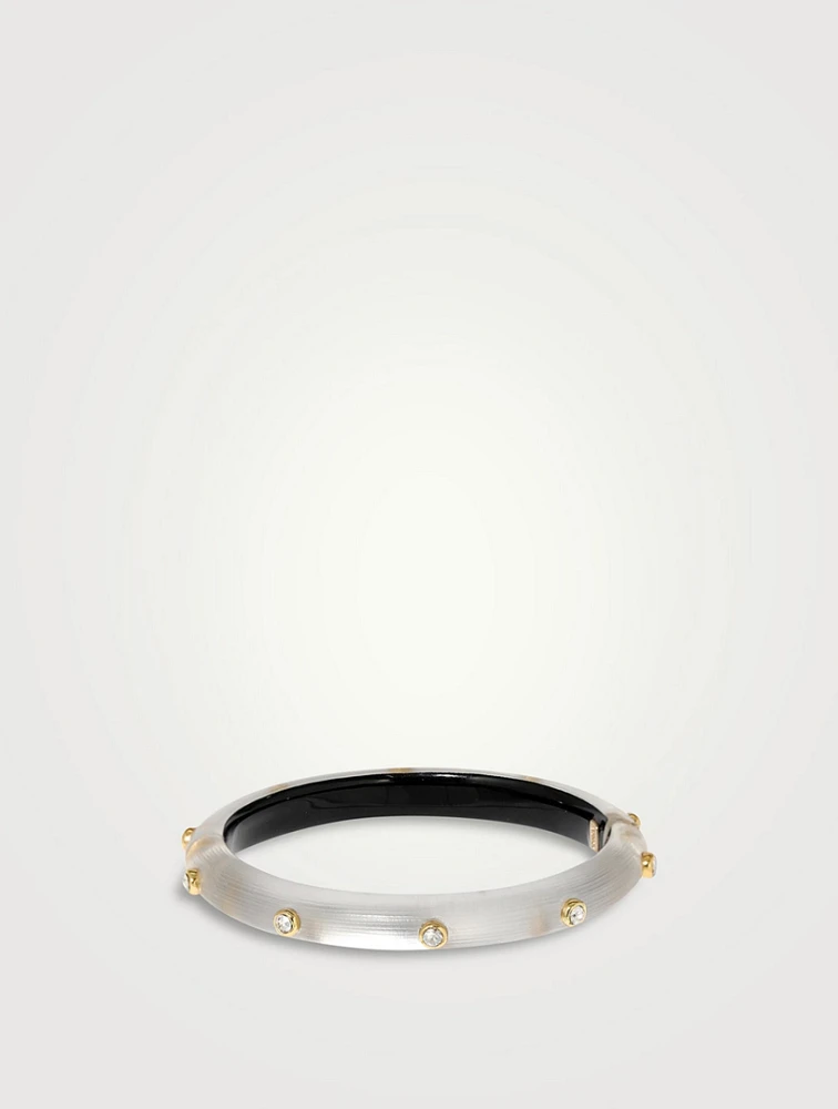 Crystal Studded Lucite Hinge Bangle Bracelet
