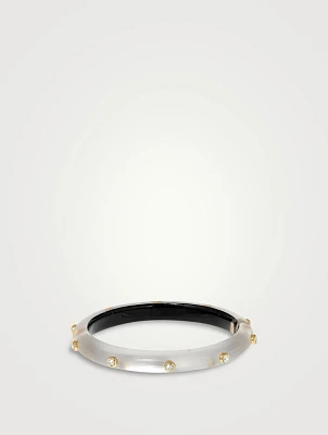 Crystal Studded Lucite Hinge Bangle Bracelet
