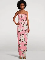 Emine Taffeta Faille Strapless Gown Dahlia Print