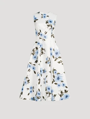 Mara Taffeta Faille Midi Dress Dahlia Print
