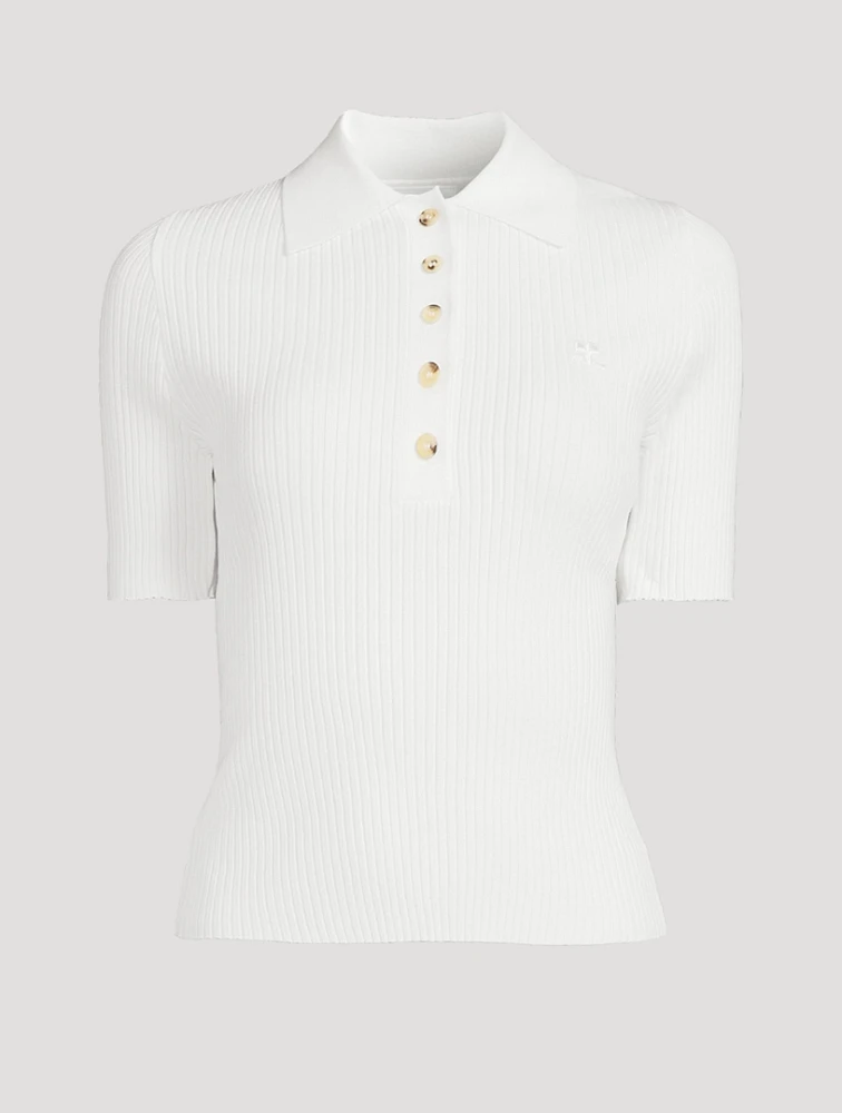 Rib-Knit Polo Shirt