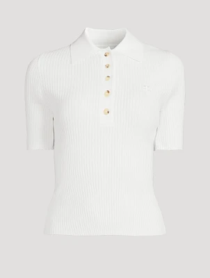 Rib-Knit Polo Shirt