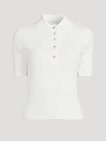 Rib-Knit Polo Shirt