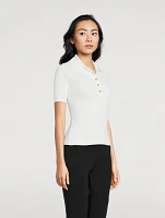 Rib-Knit Polo Shirt