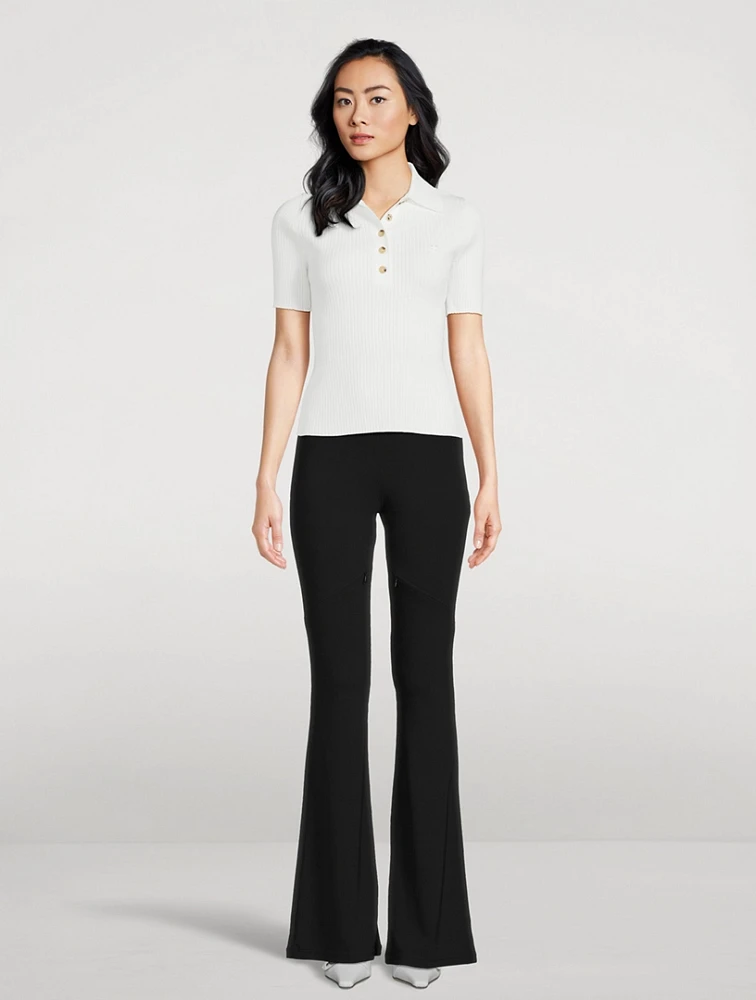 Rib-Knit Polo Shirt