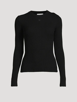 Snap-Trimmed Rib-Knit Top