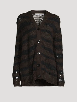 Distressed Stripe Jacquard Cardigan