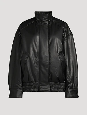 Faux Leather Bomber Jacket
