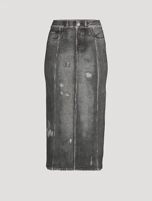 Midi Skirt Denim Print