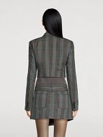 Cropped Blazer Plaid Print