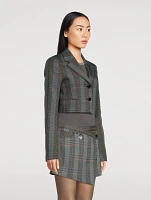 Cropped Blazer Plaid Print
