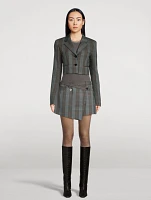 Cropped Blazer Plaid Print