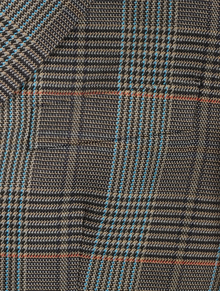 Cropped Blazer Plaid Print