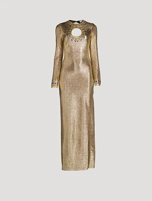 Embellished Lurex Jersey Gown