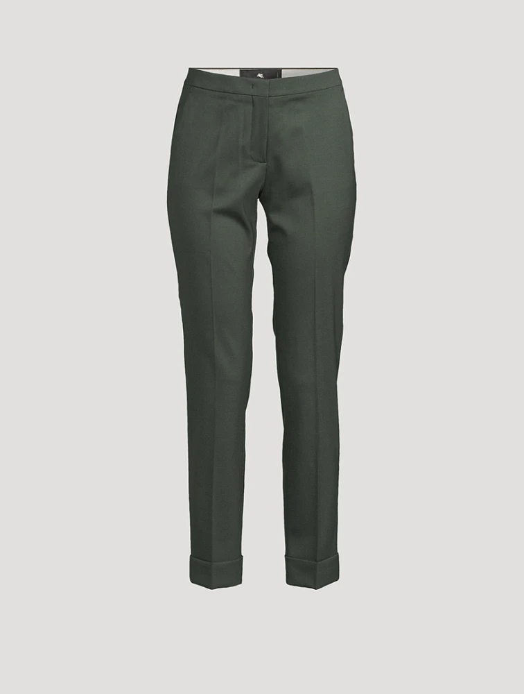Stretch Wool Straight-Leg Trousers
